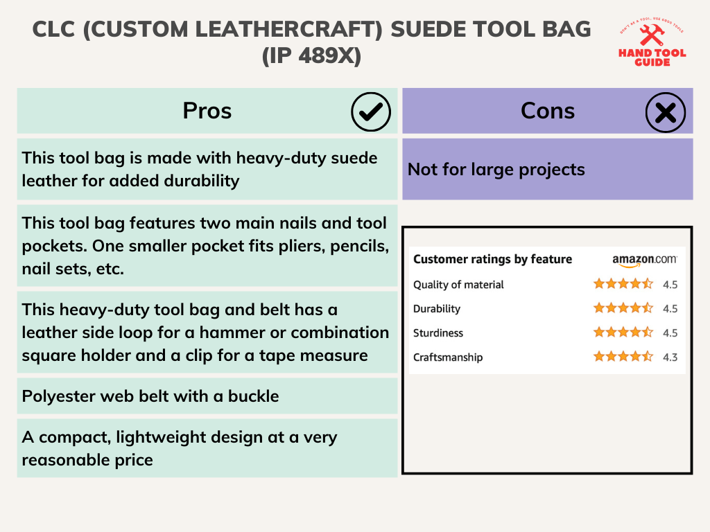 CLC (Custom LeatherCraft) Suede Tool Bag (IP 489X) Pros and Cons