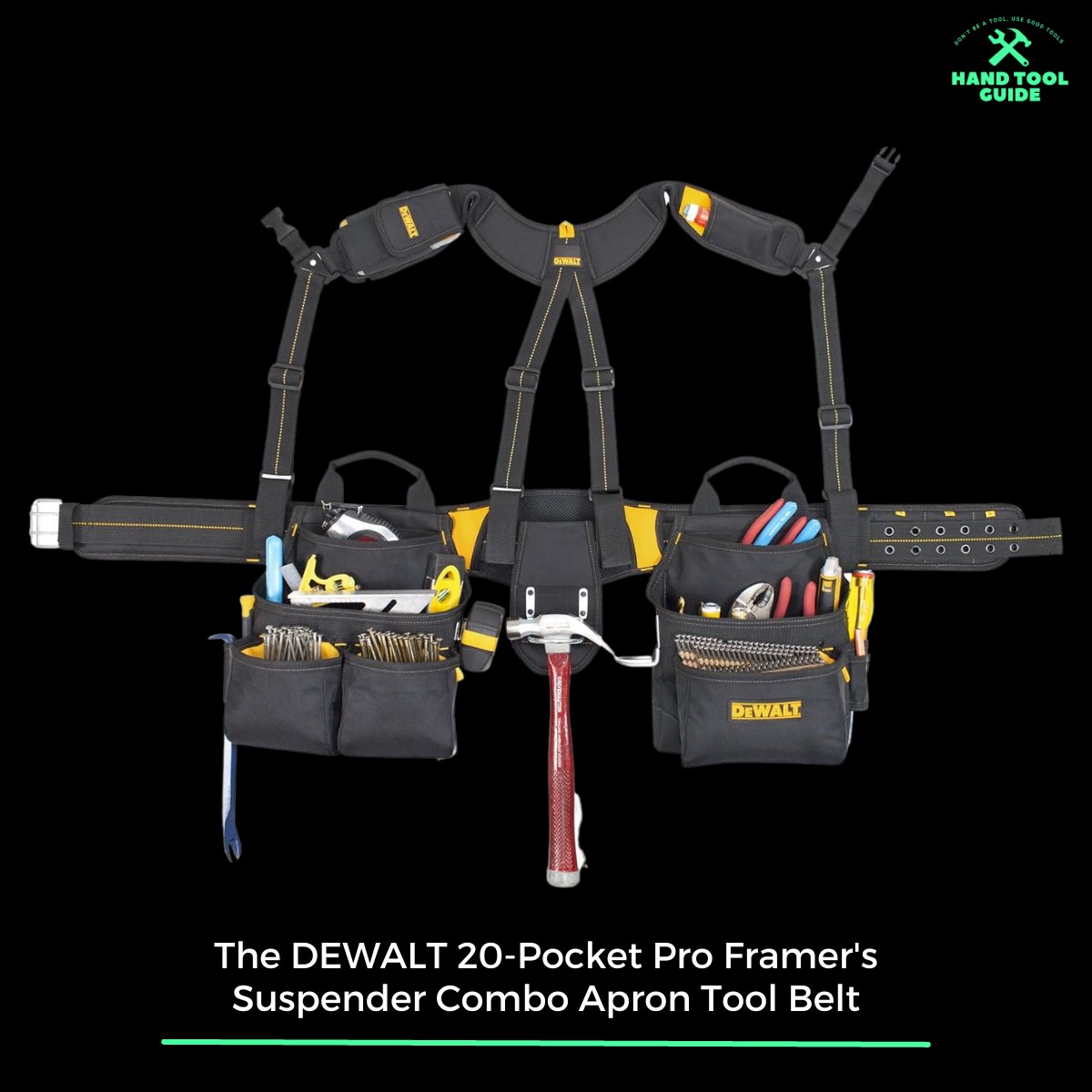 The DEWALT 20-Pocket Pro Framer's Suspender Combo Apron Tool Belt