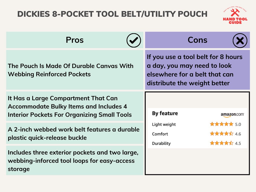 Dickies 8-Pocket Tool Belt/Utility Pouch Pros and Cons